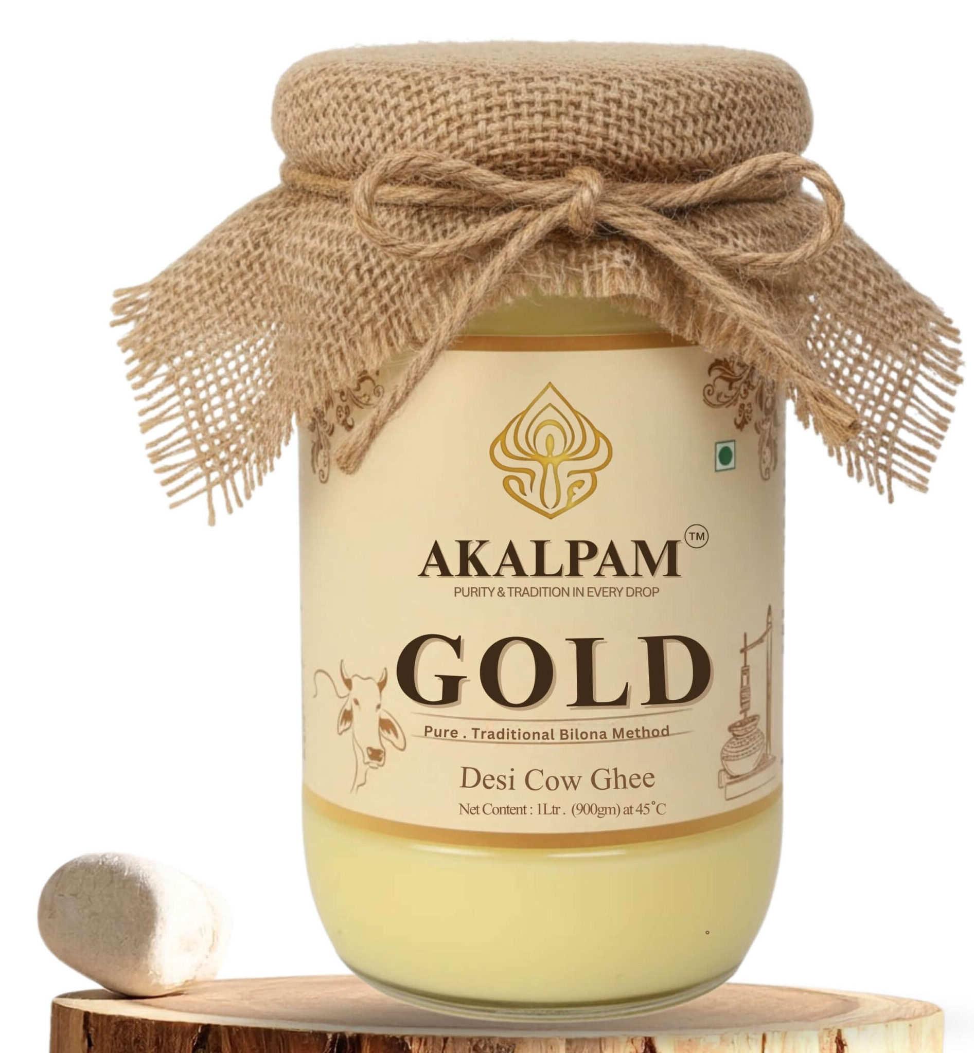 Akalpam Gold Desi Cow Ghee 1 L Pure A2 Bilona Method