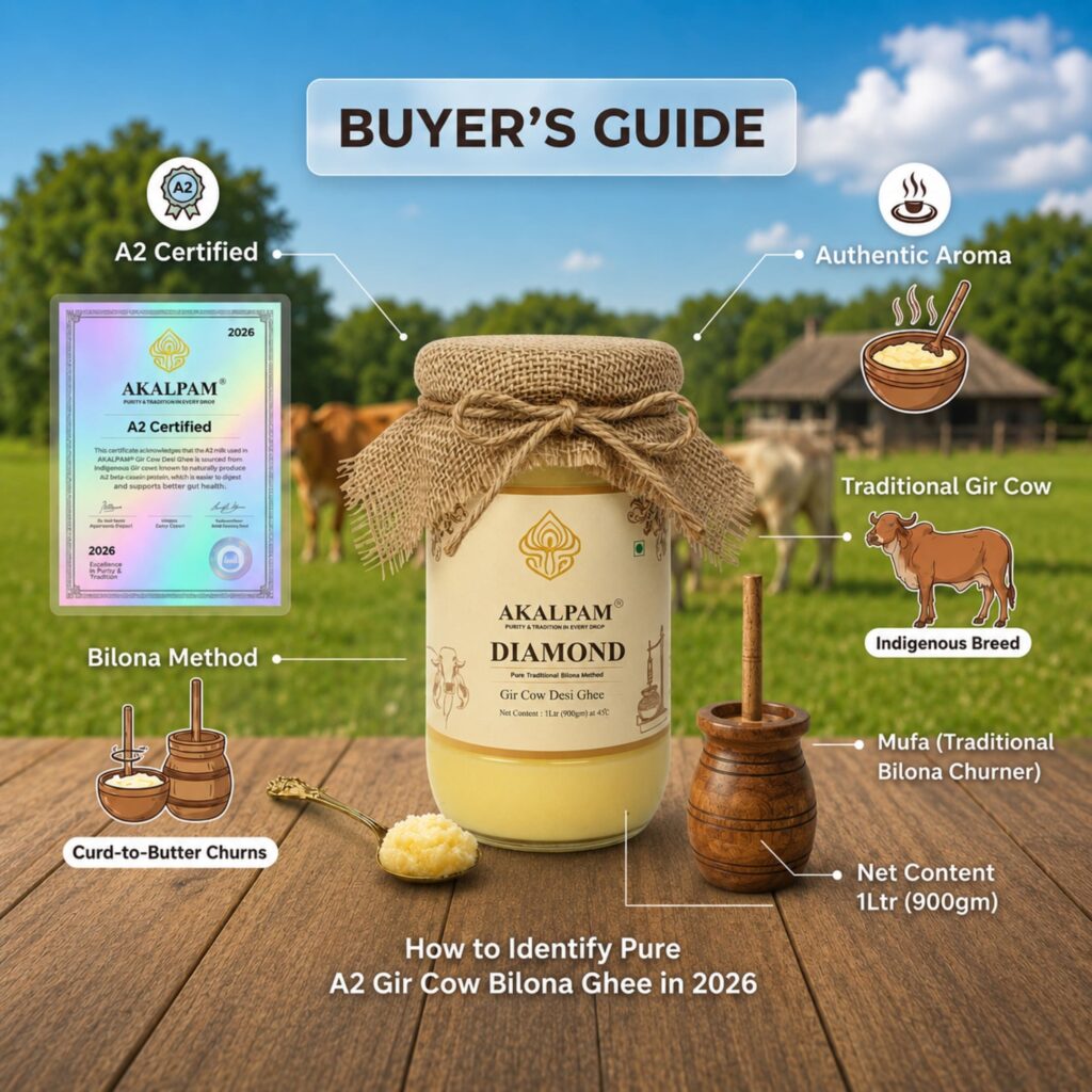 How to Identify Pure A2 Gir Cow Bilona Ghee in 2026 – Buyer’s Guide 1 How to Identify Pure A2 Gir Cow Bilona Ghee in 2026 – Buyer’s Guid