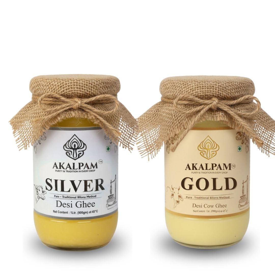 Akalpam Silver & Gold Desi Ghee Combo Pack (1L + 1L)