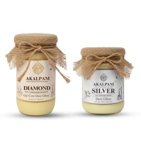 Diamond Gir Cow Ghee 1L & Silver Buffalo Desi Ghee 500ml Combo