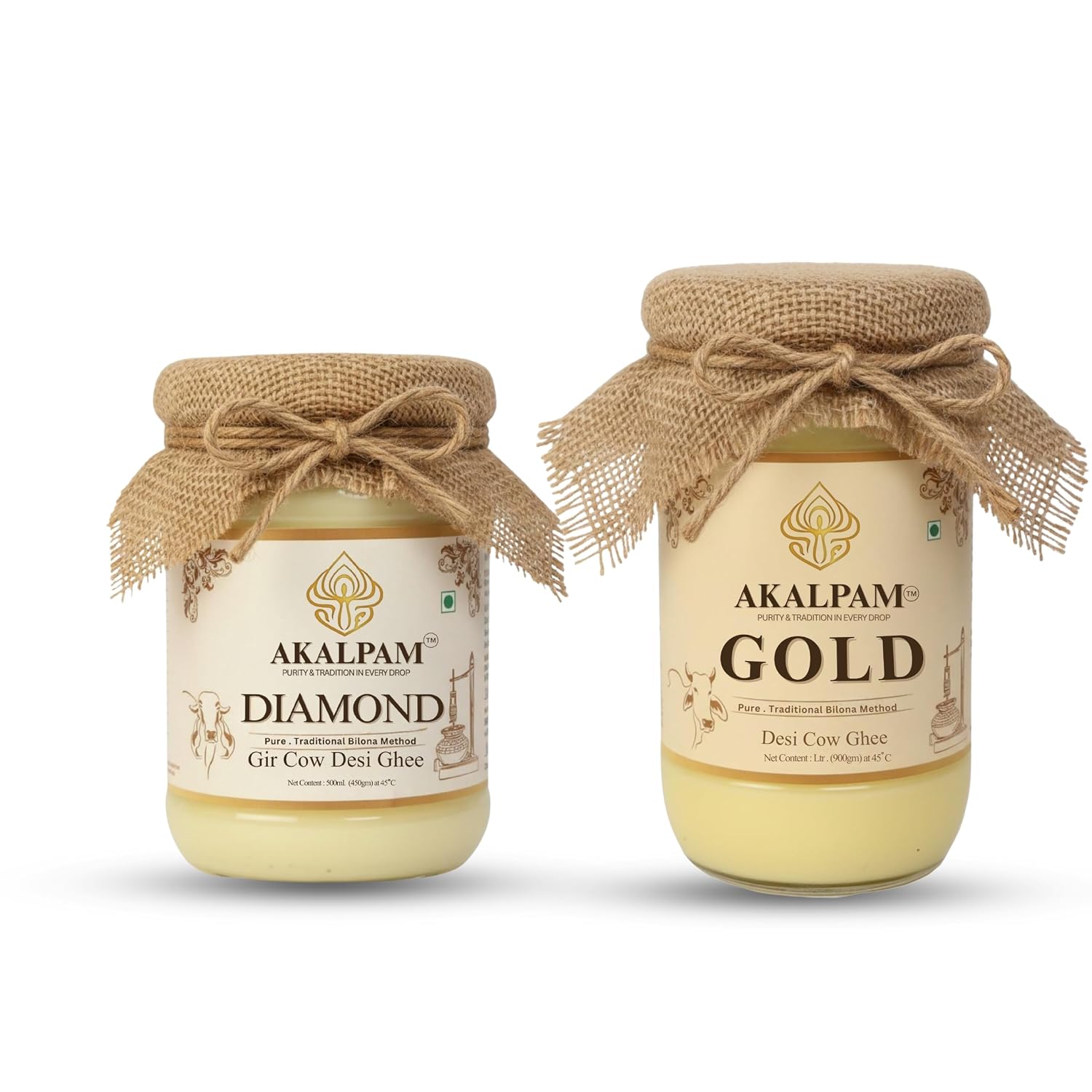 Diamond Gir Cow Ghee 500ml & Gold Desi Cow Ghee 1L Combo